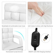 Load image into Gallery viewer, Folding Lazy Floor Chair Sofa with Armrests and Pillow-White