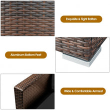 Load image into Gallery viewer, 3 Pcs Patio Conversation Rattan Furniture Set with Cushion-Black