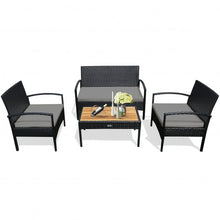 Load image into Gallery viewer, 4 Pcs Patio Rattan Furniture Set Sofa Chair Coffee Table with Cushion-Gray