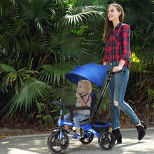 Load image into Gallery viewer, 4-in-1 Kids Tricycle with Adjustable Push Handle-Blue