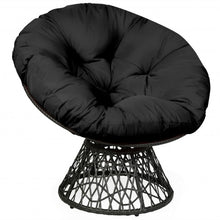 Load image into Gallery viewer, Rattan Papasan Chair Ergonomic 360-degree Swivel Soft Cushion Garden-Black
