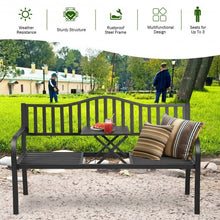 Load image into Gallery viewer, Patio Garden Bench Steel Frame with Adjustable Center Table