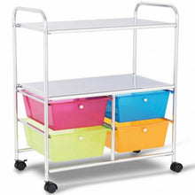 Load image into Gallery viewer, 4 Drawers Shelves Rolling Storage Cart Rack-Multicolor