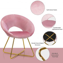 Load image into Gallery viewer, Modern Accent Velvet Dining Arm Chair w/ Golden Metal Legs and Soft Cushion-Pink