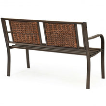 Load image into Gallery viewer, Outdoor Porch Furniture Patio Garden Bench Steel Frame Rattan