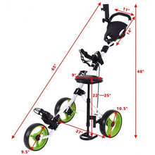 Load image into Gallery viewer, Foldable 3 Wheels Push Pull Golf Trolley with Scoreboard Bag