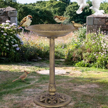 Load image into Gallery viewer, Antique Gold Freestanding Pedestal Bird Bath Feeder