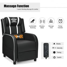 Load image into Gallery viewer, Massage Racing Gaming Single Recliner Chair-White