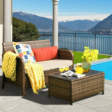 Load image into Gallery viewer, 2Pcs Cushioned Patio Rattan Furniture Set