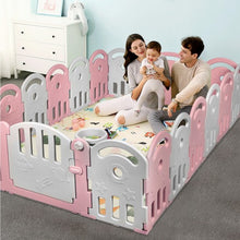 Load image into Gallery viewer, 18-Panel Baby Playpen with Music Box & Basketball Hoop-Pink