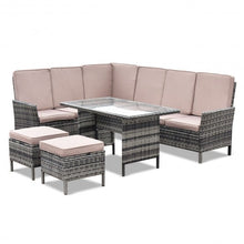 Load image into Gallery viewer, 5 pcs Patio Wicker Rattan Furniture Set w/Brown Cushion