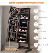 Load image into Gallery viewer, Standing Jewelry Armoire Cabinet with Full Length Mirror-Brown