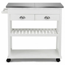 Load image into Gallery viewer, Stainless Steel Mobile Kitchen Trolley Cart With Drawers & Casters-White