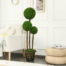 Load image into Gallery viewer, 4' Artificial UV Resistant Topiary Triple Ball Tree Plant