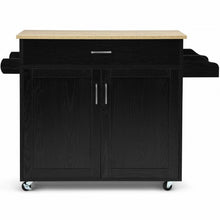 Load image into Gallery viewer, Rolling Kitchen Island Cart with Towel and Spice Rack-Black