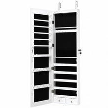 Load image into Gallery viewer, Wall and Door Mounted Mirrored Jewelry Cabinet with Lights-White