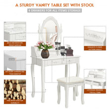 Load image into Gallery viewer, Vanity Table Set with Oval Mirror and 4 Drawers-White