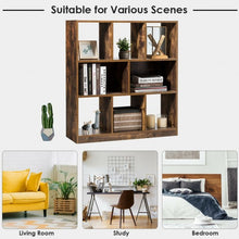 Load image into Gallery viewer, Open Compartments Industrial Freestanding Bookshelf-Brown