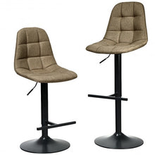 Load image into Gallery viewer, 2Pcs Adjustable Bar Stools Swivel Counter Height Linen Chairs -Brown