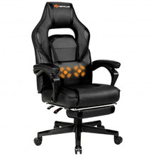 Load image into Gallery viewer, Massage Gaming Chair with Footrest and Lumbar Support-Black