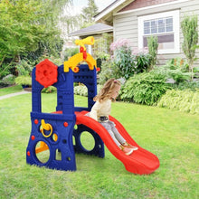 Load image into Gallery viewer, 6-in-1 Freestanding Kids Slide with Basketball Hoop Play Climber