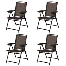 Load image into Gallery viewer, 4 pcs Folding Sling Chairs with Steel Armrest and Adjustable Back