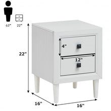 Load image into Gallery viewer, 2Pcs Multipurpose Retro Nightstand with 2 Drawers-White