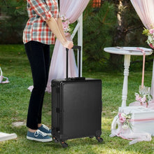 Load image into Gallery viewer, Studio Artist Train Rolling Makeup Case Light Wheeled Organizer-Black