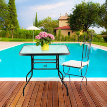 Load image into Gallery viewer, 32" Patio Tempered Glass Steel Frame Square Table