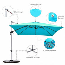 Load image into Gallery viewer, 10 Ft 360 Degree Tilt Aluminum Square Patio Offset Cantilever Umbrella-Blue