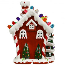 Load image into Gallery viewer, Hand-Painted Ceramic Christmas House with 44 Multicolored Lights