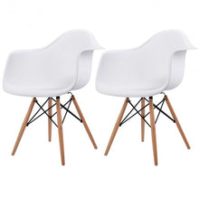 Load image into Gallery viewer, Set of 2 Mid-Century Dining Arm Chairs with Wood Legs