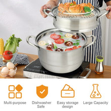 Load image into Gallery viewer, 3 Tier Stainless Steel Cookware Pot Saucepot Steamer