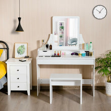 Load image into Gallery viewer, Vanity Wooden Makeup Dressing Table Stool Set with Mirror