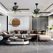Load image into Gallery viewer, 52" Retro Ceiling Fan Light with Reversible Blades Remote Control-Black