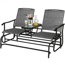 Load image into Gallery viewer, 2-Person Outdoor Patio Double Rocking Loveseat -Gray