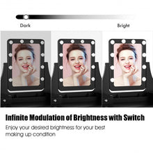 Load image into Gallery viewer, Vanity Dressing Table Set with 10 Dimmable Bulbs and Cushioned Stool-Black