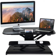 Load image into Gallery viewer, 2-Tier Sit to Stand Desk with Keyboard Tray Deck-Black