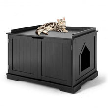 Load image into Gallery viewer, Cat Litter Box Wooden Enclosure Pet House Sidetable Washroom-Black