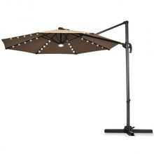 Load image into Gallery viewer, 10 Ft Patio Offset Cantilever Umbrella with Solar Lights-Coffee