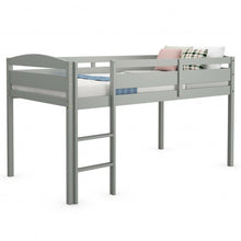 Load image into Gallery viewer, Wooden Twin Low Loft Bunk Bed with Guard Rail and Ladder-Gray