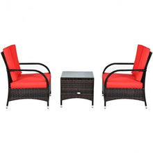 Load image into Gallery viewer, 3PCS Rattan Coffee Table Set Chair-Red