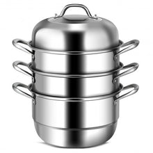 Load image into Gallery viewer, 3 Tier Stainless Steel Cookware Pot Saucepot Steamer
