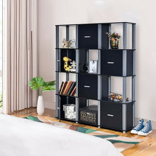 Load image into Gallery viewer, 4-Tier Storage Shelf Display Bookcase with 6 Doors-Black