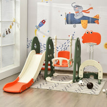 Load image into Gallery viewer, 6 in 1 Toddler Slide and Swing Set with Ball Games-Orange