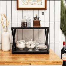 Load image into Gallery viewer, Desktop Printer Stand 2 Tiers Storage Shelves with Anti-Skid Pads Black