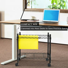 Load image into Gallery viewer, Metal Rolling File Cart for Folder Storage-Black