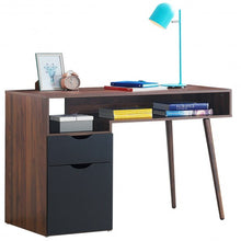 Load image into Gallery viewer, Computer Desk PC Writing Table Drawer and Cabinet with Wood Legs