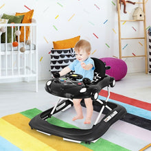 Load image into Gallery viewer, 2-in-1 Foldable Baby Walker with Music Player & Lights-Black