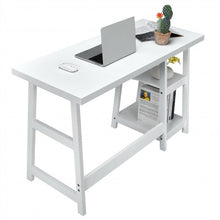 Load image into Gallery viewer, Trestle Computer Desk Home Office Workstation with Removable Shelves-White
